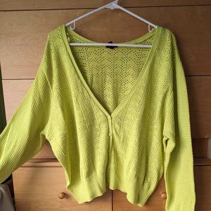Lacy yellow v-neck cardigan, Torrid size 3